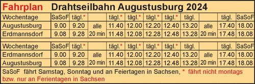 Fahrplan - Drahtseilbahn Augustusburg